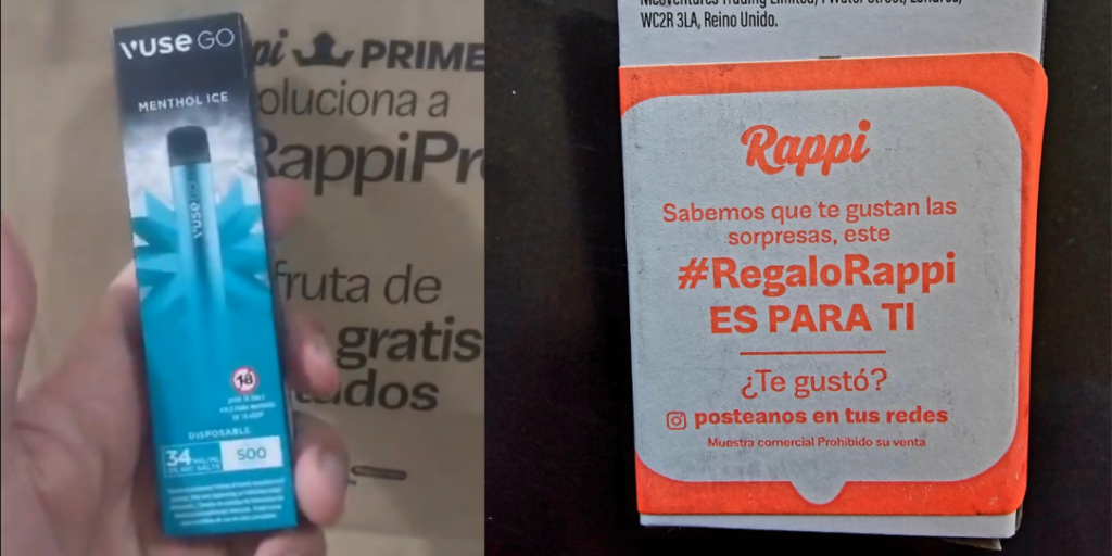 Cigarrillo electrico son los nuevos regalos de la aplicacíon rappi