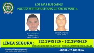 Conozca a dos de los más buscados por la Policía en Santa Marta